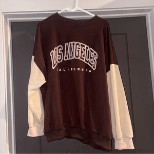 SHEIN Chocolate Los Angeles Brown Crew Neck